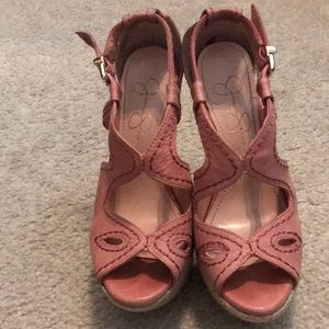 Jessica Simpson rusty pink wedges.